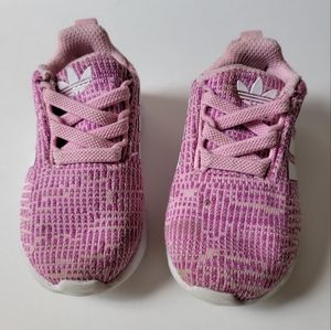 adidas Pink & White Swift Run 22 Toddler Kid Baby Sneakers Size 5 Ortholite